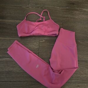 ALO Yoga Vibrant Pink Activewear Top & Leggings Set